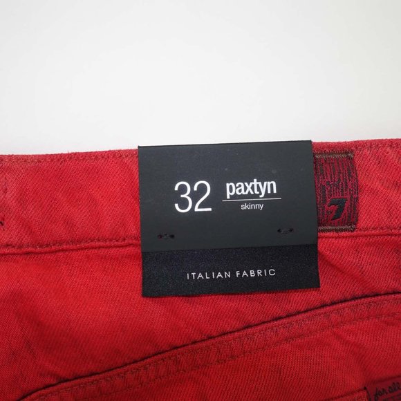 7 For All Mankind Men's Paxtyn Skinny Jeans Size 32 x 33 NWT Red Mid Rise Denim - Picture 9 of 9